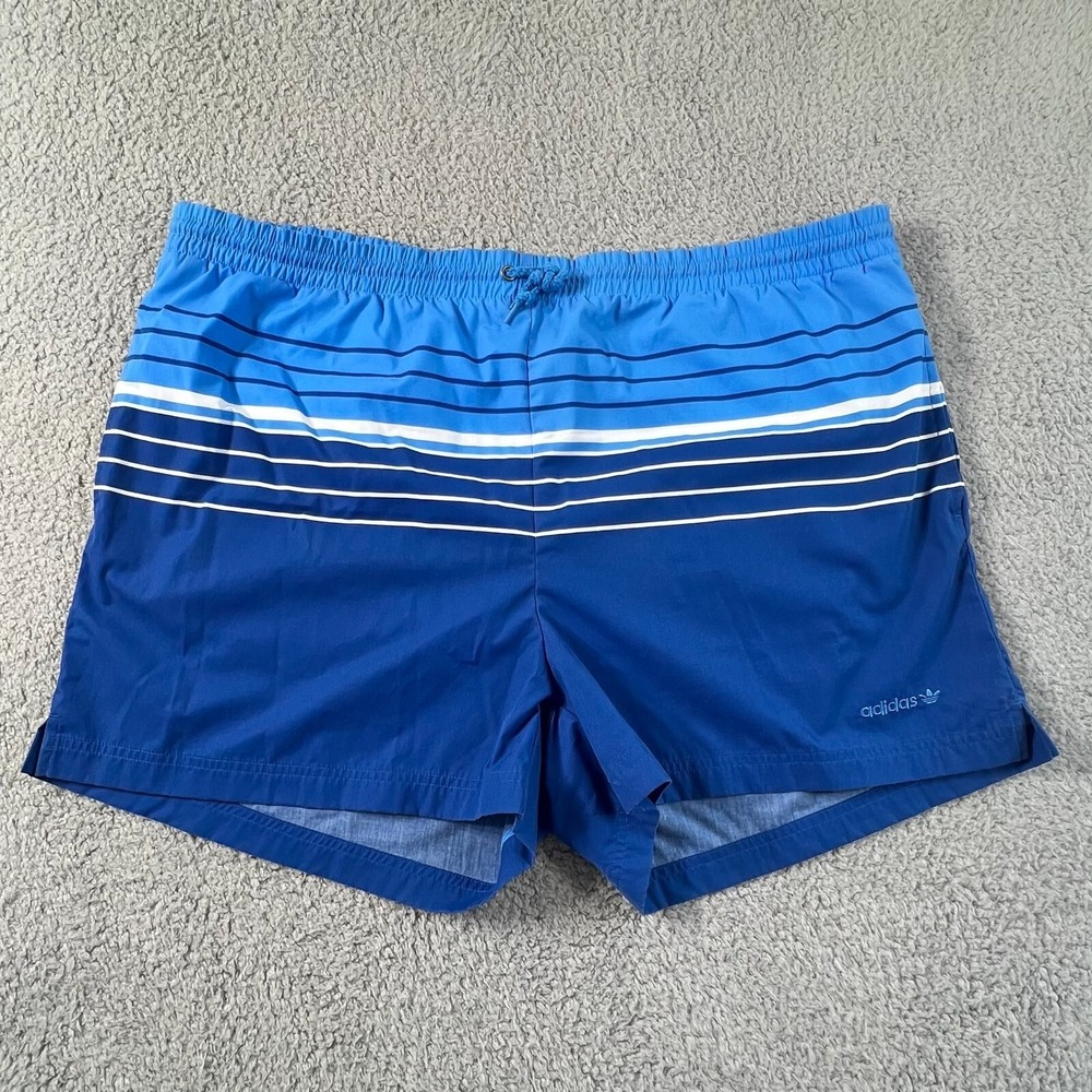 Adidas Water Shorts Logo Blue & White‎ Striped Men's Big & Tall Size 2XL VTG NWT